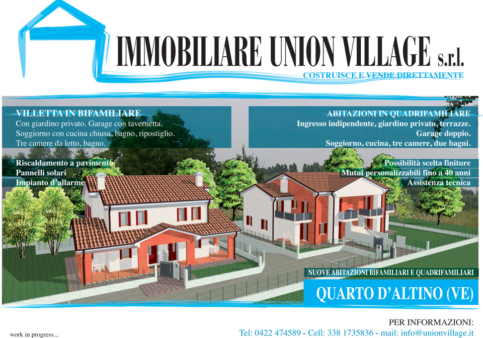 Immobiliare Union Village - Costruisce e vende direttamente